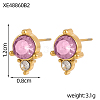 304 Stainless Steel Cubic Zirconia Stud Earrings STAS-OY009-15G-9