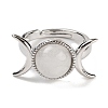 Natural Quartz Crystal Adjustable Rings RJEW-K271-01P-09-2