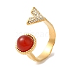 Natural Gemstone Open Cuff Rings for Women RJEW-S415-02G-03-2