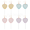 FIBLOOM 4 Pairs 4 Colors Acrylic Heart Lollipop Dangle Earrings EJEW-FI0001-14-1