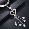 Alloy Full Crystal Rhinestone Heart Dangle Bell Button Ring Tassel Waist Chains WGAC653-01-5