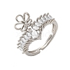 Flower Brass Micro Pave Cubic Zirconia Adjustable Ring Settings KK-K297-10P-1