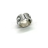 Halloween Two Tone Alloy Skull Cuff Open Rings for Unisex WG69205-01-4