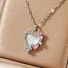 Brass Clear Cubic Zirconia Heart Necklaces CH4119-2-1