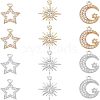 SUPERFINDINGS 12Pcs 6 Style Rack Plating Brass Micro Pave Cubic Zirconia Charms ZIRC-FH0001-18-1