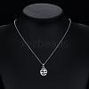 Silver Plated Brass Cubic Zirconia Oval Pendant Necklaces NJEW-BB02965-D-5