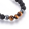 Natural Lava Rock and Non-Magnetic Synthetic Hematite Beads Braided Bead Bracelets BJEW-JB03975-25-2