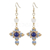 Natural Mixed Stone & Glass Seed Beads Dangle Earrings for Women EJEW-MZ00213-04-1