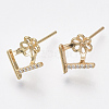 Brass Micro Pave Cubic Zirconia Earring Findings KK-S356-050G-NF-1