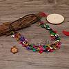 Ethnic Style Dyed Coconut Disc Beaded 3 Layer Necklaces for Women WG6DEC1-01-3