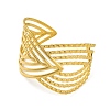 Ion Plating(IP) 304 Stainless Steel Chevron Cuff Bnagles for Women BJEW-G729-02G-2