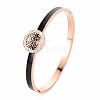 Crystal Rhinestone Flat Round with Tree of Life Bangle BJEW-N017-005RG-3