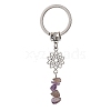 Natural Red Jasper Red Aventurine Citrine Green Aventurine Lapis Lazuli Amethyst & Synthetic Turquoise Keychain with Alloy Finding and 304 Stainless Steel Split Key Ring KEYC-JKC00957-4