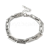 304 Stainless Steel Rectangle Link Chains Bracelets for Men & Women BJEW-D042-43P-4