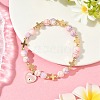6Pcs 6 Colors Heart with Eye Alloy Enamel Charm Bracelets BJEW-JB12287-3