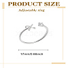 1Pc Letter Brass Rhinestone Open Cuff Rings for Women AJEW-LP0004-47X-S-2