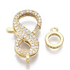 Brass Micro Pave Clear Cubic Zirconia Lobster Claw Clasps ZIRC-S066-023-NF-3