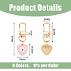 DICOSMETIC 6Pcs 6 Colors Heart with Evil Eye Alloy Enamel Pendant Decoration KEYC-DC0001-27-2