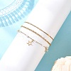 Round ABS Imitation Pearl Beaded Chains & 304 Stainless Steel Cable Chains Stackable Bracelets for Women BJEW-JB12452-02-3