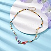 Flower Glass Seed & Pearl Beaded Necklaces NJEW-JN04677-02-1