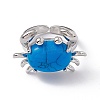 Gemstone Crab Open Cuff Ring RJEW-I090-01P-2