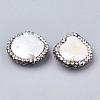 Flat Round Polymer Clay Rhinestone Natural Freshwater Shell Beads SHEL-R010-08-2