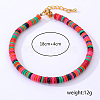 Electroplate Natural Mixed Gemstone Fkat Round Beads Bracelets for Women LY4678-4