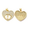 Rack Plating Brass Micro Pave Clear Cubic Zirconia Pendants KK-C025-03G-1