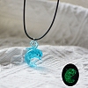 Luminous Glow in the Dark Glass Dolphin Pendant Necklaces PW-WG19EDB-02-1