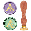 Brass Wax Seal Stamps with Wood Handle AJEW-WH0412-0115-1