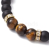 Natural Tiger Eye & Glass Braided Bead Bracelets BJEW-JB09730-01-3