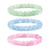 8mm Candy Color Round Crackle Glass Beads Stretch Bracelet for Girl Women BJEW-JB07180-1