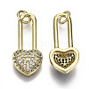Brass Micro Pave Clear Cubic Zirconia Pendants ZIRC-N039-067-NF-2