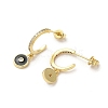 Ring & Evil Eye Real 18K Gold Plated Brass Stud Earrings EJEW-L268-037G-01-2