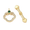 Brass Micro Pave Clear Cubic Zirconia Toggle Clasps KK-K391-15G-2