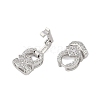 Anti-Tarnish 925 Sterling Silver Micro Pave Clear Cubic Zirconia Fold Over Clasps STER-P060-40P-2