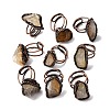 Irregular Oval Natural Citrine Adjustable Rings RJEW-M157-09R-1