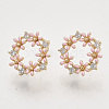 Brass Micro Pave Clear Cubic Zirconia Stud Earring Findings X-KK-T054-38G-NF-1