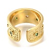 Rack Plating Brass Micro Pave Cubic Zirconia Open Cuff Rings for Women RJEW-M022-22G-3