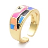 Enamel Geometric Pattern Wide Band Ring for Teen Girl Women KK-C224-06G-4