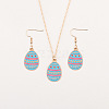Easter Egg Alloy Enamel Pendant Necklace & Dangle Earrings Sets FS-WG38758-12-1