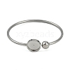 304 Stainless Steel Blank Bangle Bases with Flat Round Tray STAS-Z088-01P-05-2