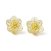 Rack Plating Brass Hollow Out Flower Stud Earrings for Women EJEW-I277-17G-1