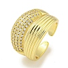 Rack Plating Brass Micro Pave Cubic Zirconia Open Cuff Rings for Women RJEW-I104-16G-1