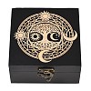 (Defective Closeout Sale: Dents)Engraved Pine Wood Tarot Box for Cards Crystal Holder WD-XCP0001-03-1