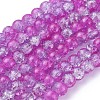 Two Tone Magenta & Light Blue Crackle Glass Round Beads Strands X-CCG-Q002-8mm-09-2