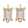 Brass Clear Cubic Zirconia Stud Earrings Finding for Women EJEW-B107-15G-1