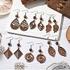 6 Pairs 6 Styles Natural Walnut Wood Dangle Earrings for Women EJEW-JE06101-2