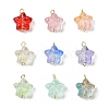 100Pcs Gradient Color Baking Painted Transparent Glass Star Connector Charms PALLOY-JF03260-1