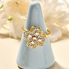 Flower Rotatable Finger Ring for Women RJEW-U035-01G-01-2